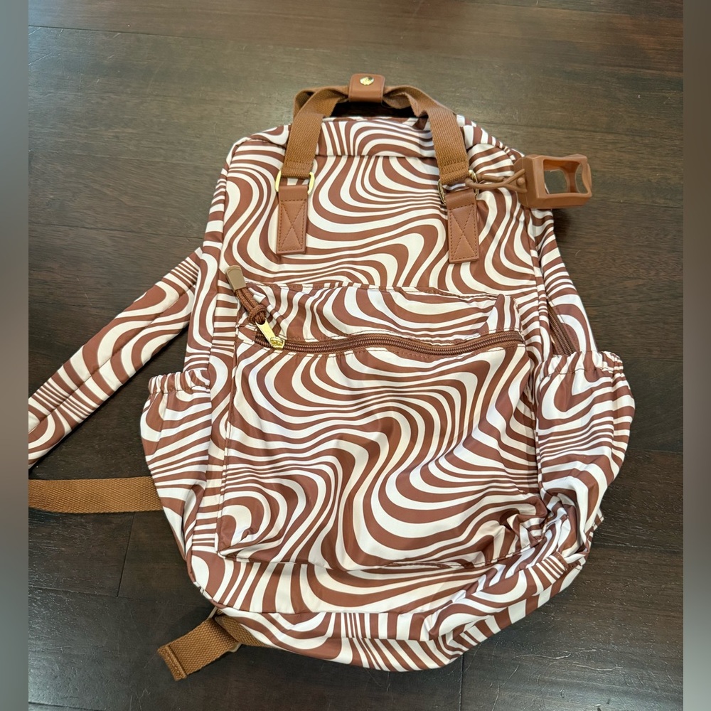 Wild Fable Brown and White Pattern Backpack Zebra Zig Zag. Hand Sanitizer Holder